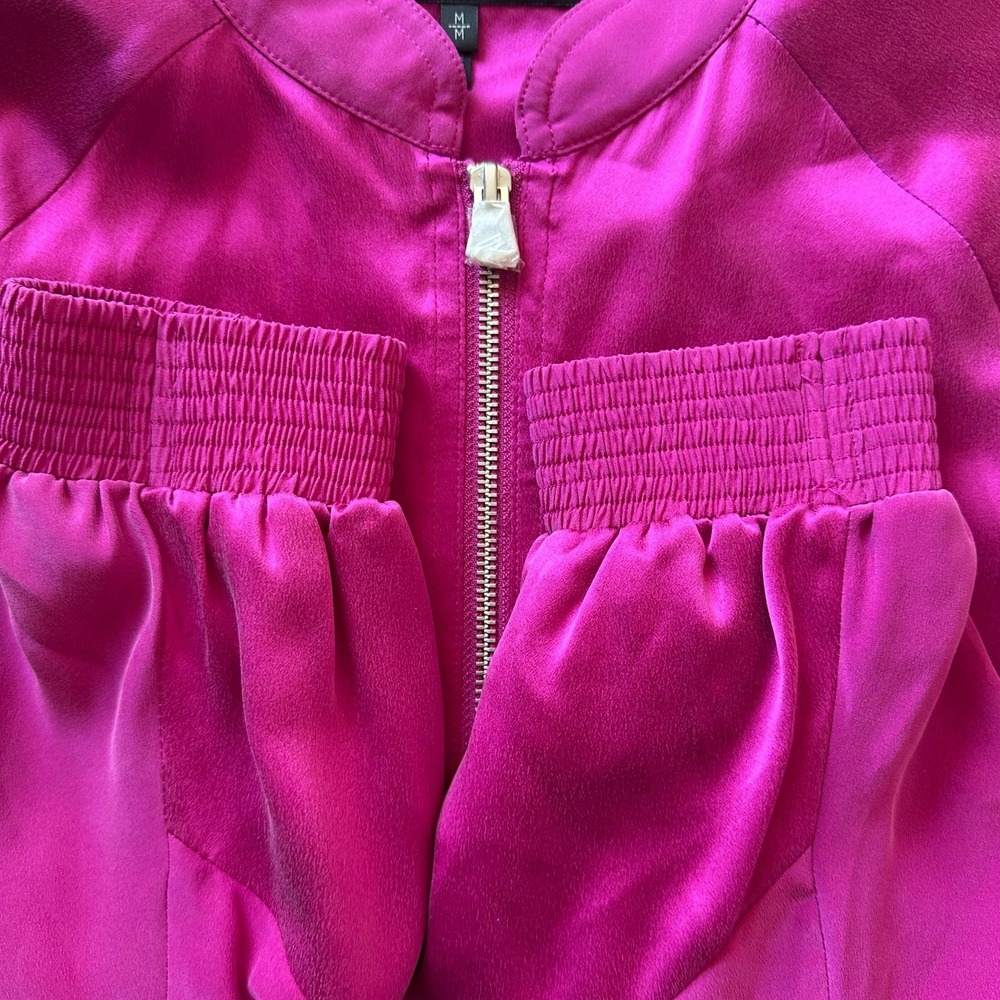 Rag & Bone Trail Silk Track Jacket Womens M Deep Pink Designer Luxury Athleisure - Picture 10 of 12